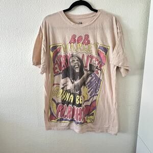 Zion Womens Bob Marley Colorful Retro Oversized Relaxed Tshirt Sz S/M Music 70s